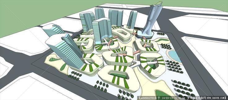 Sketch Up 精品模型---现代城市综合体-生态方案