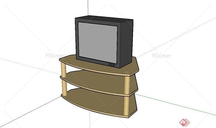 多个电视机、电视机橱柜设计SU模型