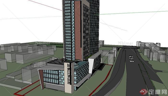 合肥某现代风格工业大学教学楼建筑设计SU模型[原