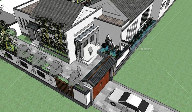 中式风格小别墅建筑模型(133417)su模型下载