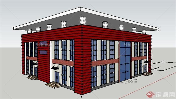 某现代厂区职工食堂建筑设计（含SU、CAD、效果图