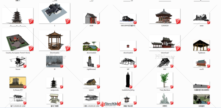 做园林收集的古建模型