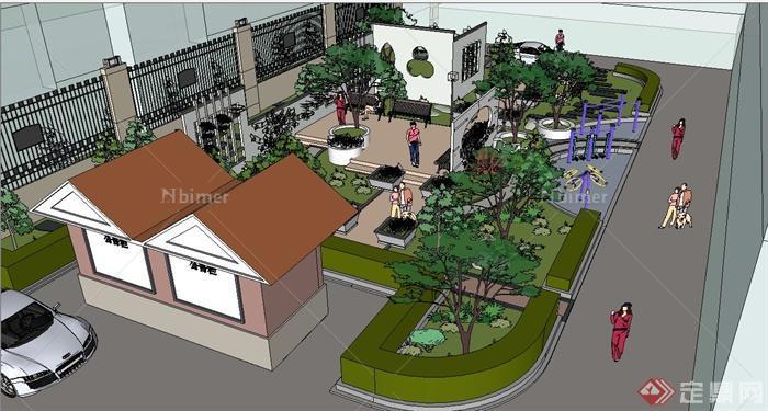 现代某小区中心活动场地景观规划设计SU模型