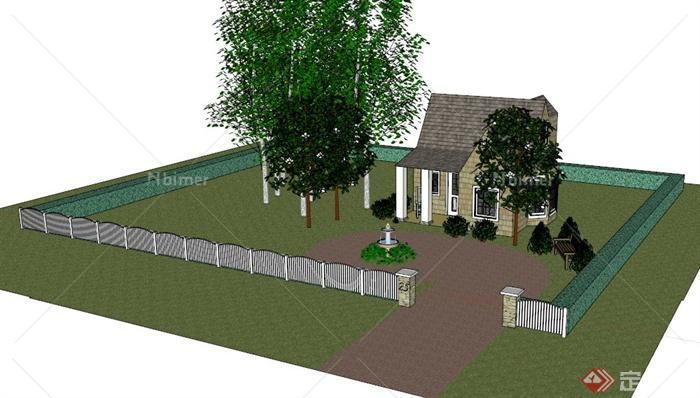 某私家住宅庭院景观设计SU 模型