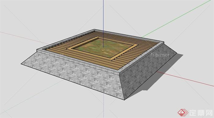 现代梯形树池设计su模型[原创]