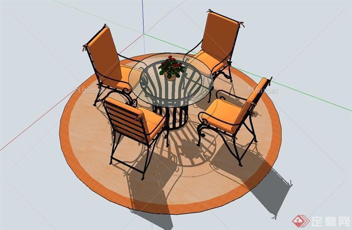 某欧式阳台桌椅子设计su模型