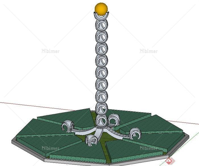 园林景观节点柱体小品设计SU模型