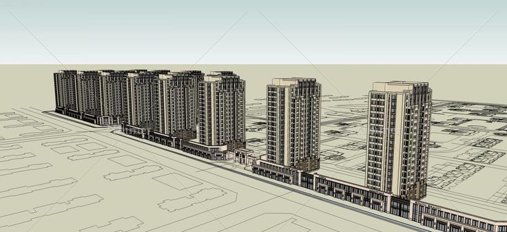 保利沿街商业带高层住宅(55811)su模型下载