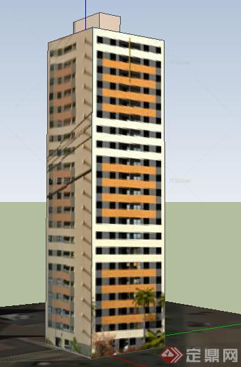 某现代风格小高层住宅建筑设计SU模型