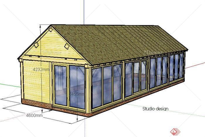 某现代木结构住宅建筑设计方案su模型