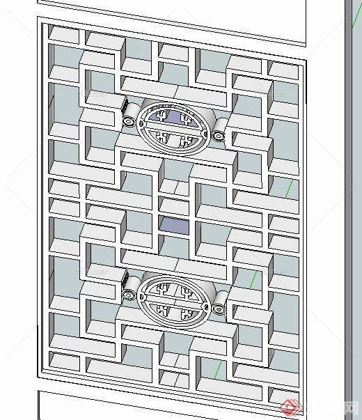 某中式风格窗花格su模型