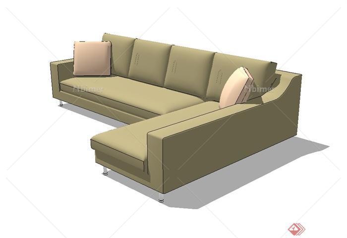 现代风格详细客厅沙发设计SU模型素材[原创]