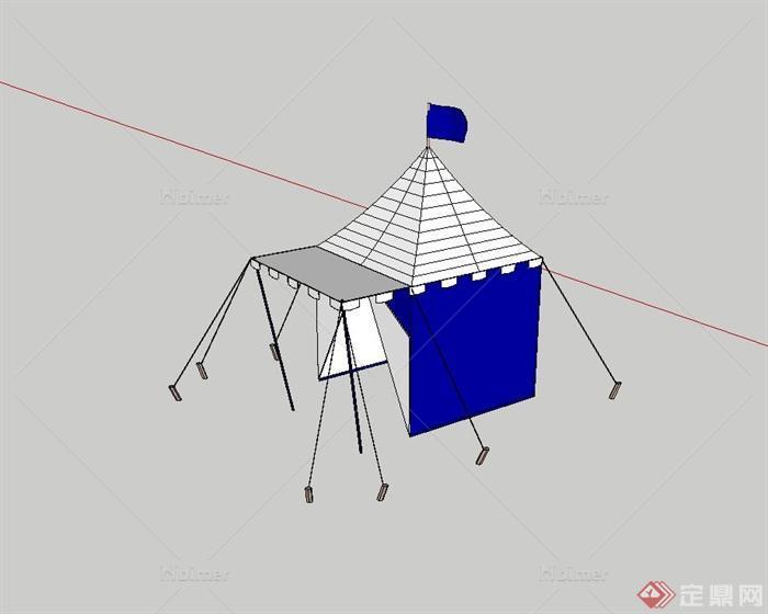 现代风格野营帐篷素材设计su模型[原创]