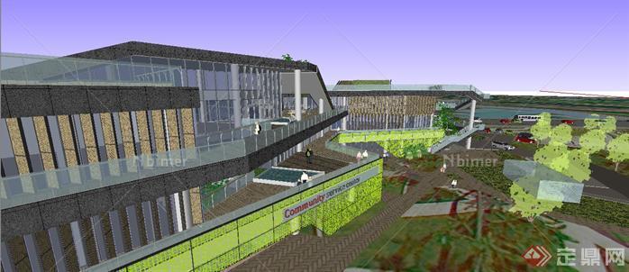 社区服务中心建筑规划设计方案su模型