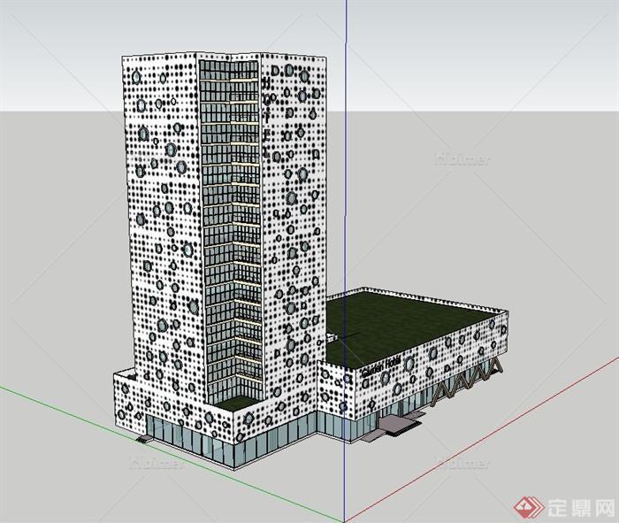 现代风格精致办公建筑楼设计su模型[原创]