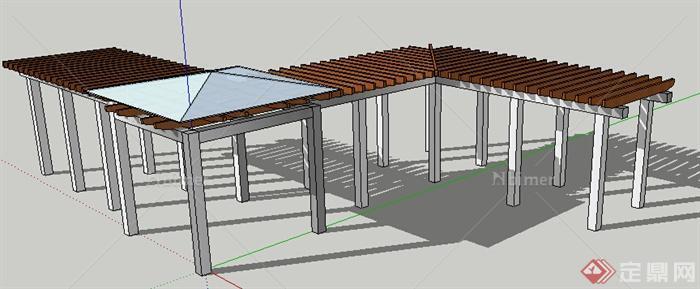 园林景观之现代风格廊架设计su模型2