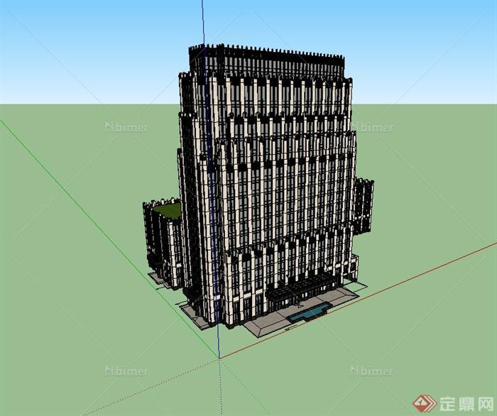 新古典风格详细酒店建筑楼设计su模型[原创]