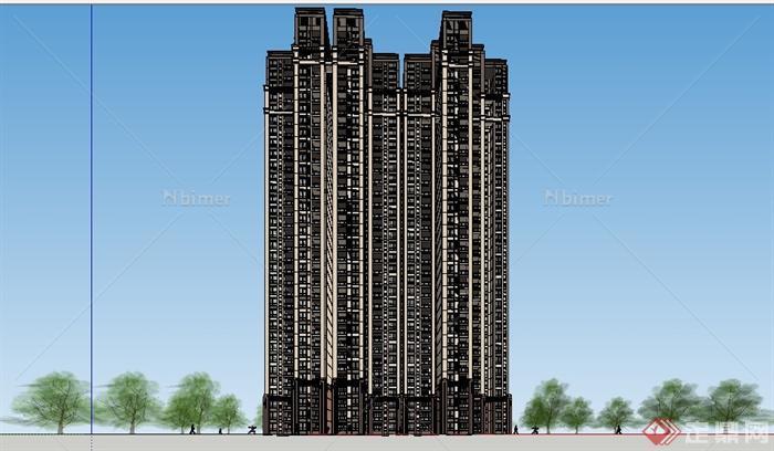联排住宅楼高层住宅建筑设计SU模型