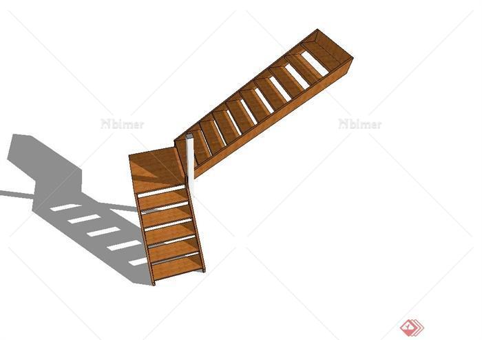 现代风格木质楼梯设计SU模型[原创]