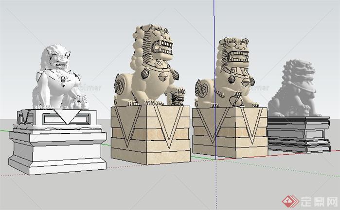 石狮景观小品SketchUp(SU)3D模型