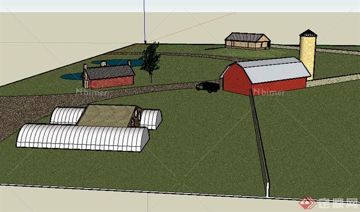 某现代农场建筑设计SU模型
