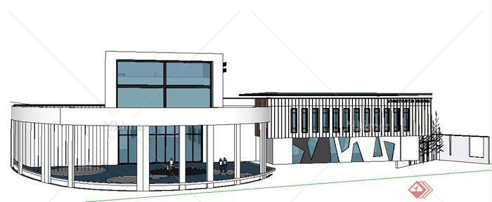现代风格学习中心建筑设计su模型