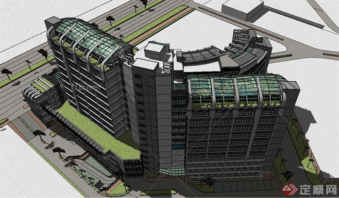 现代产科综合医院建筑SU精致设计模型[原创]