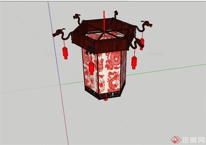 古典中式风格龙灯灯笼设计su模型[原创]