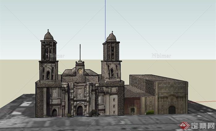 某欧式罗马大教堂建筑设计SU模型
