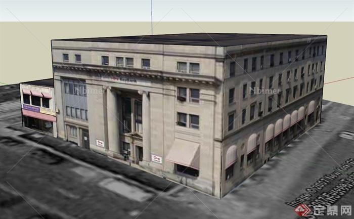 美国某银行建筑设计SU模型