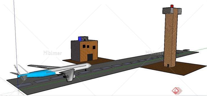 飞机起飞点设计su模型