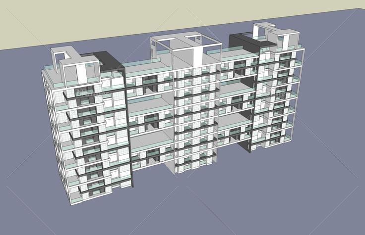 现代小高层住宅楼(47106)su模型下载