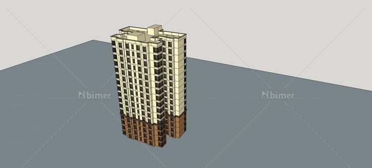 简欧风格高层住宅楼(74590)su模型下载