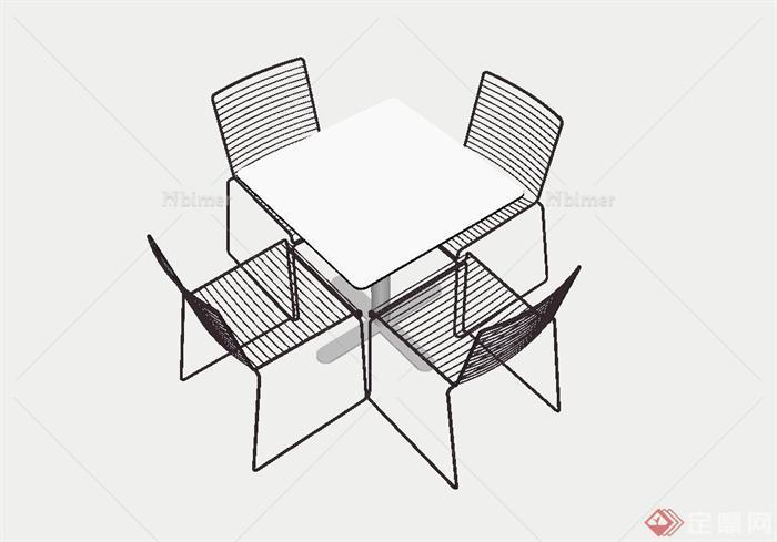 某现代室内桌子椅子组合设计su模型[原创]