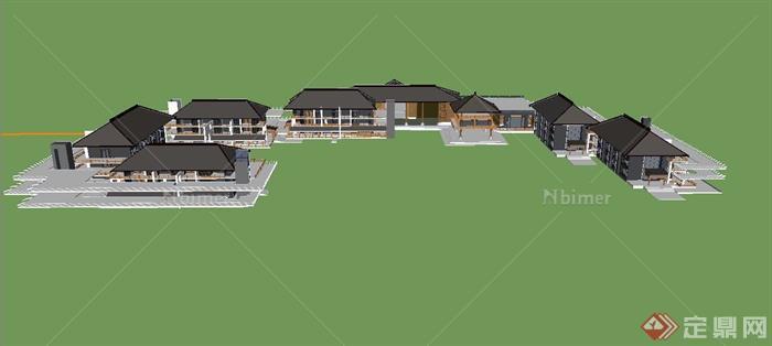 某地度假村酒店综合体建筑设计SU模型