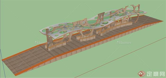 园林景观现代风格廊架su精致模型