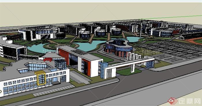 某大型高校教学建筑规划SU模型素材