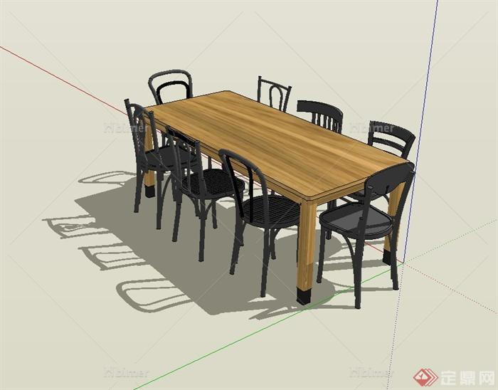 某现代精美餐厅餐桌椅设计SU模型[原创]