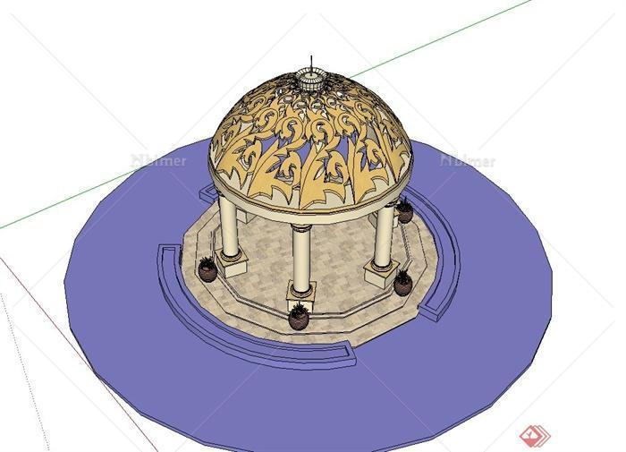 欧式亭设计su模型
