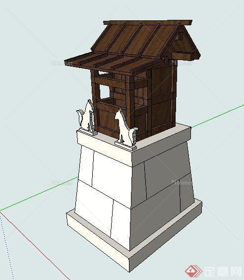 古典中式地灯灯箱设计SU模型