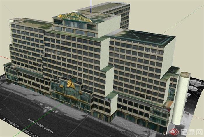现代海事馆大楼建筑设计SU模型