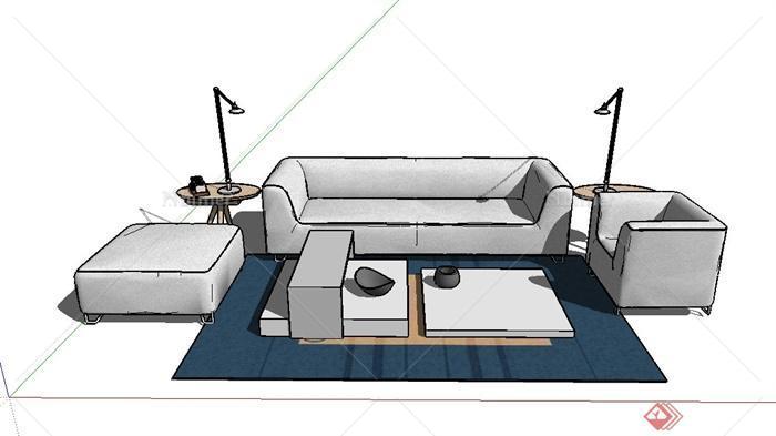 现代室内简约式沙发组合设计SU模型