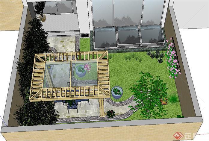 某小庭院景观设计SU模型