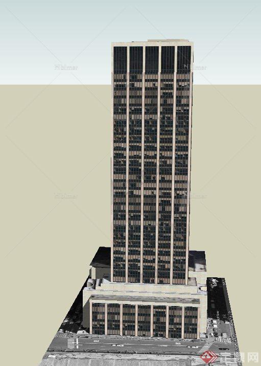 现代某高层独栋酒店建筑设计SU模型
