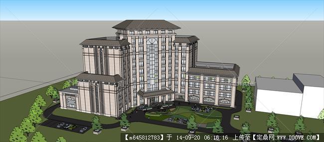Sketch Up 精品模型----法式风格酒店建筑设计方