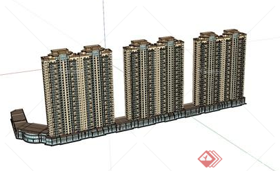 某个现代高层居住建筑设计SU模型