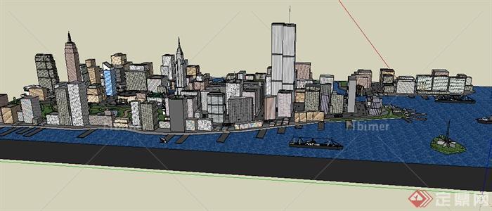 某滨水城市规划设计SU模型素材