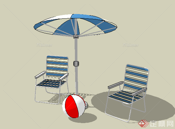 某太阳伞坐凳设计SU模型素材