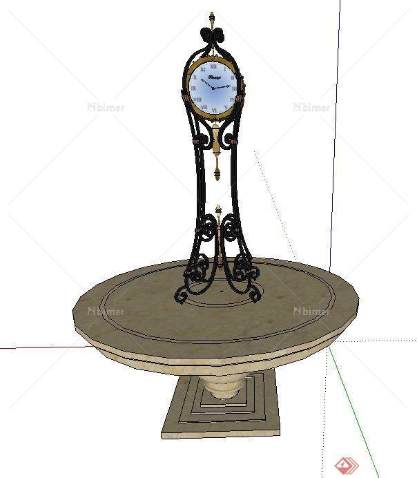 现代室内钟表摆件设计SU模型