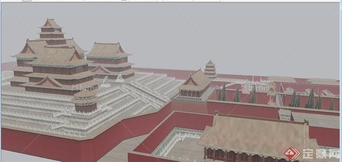 中式风格宫殿建筑设计su模型[原创]
